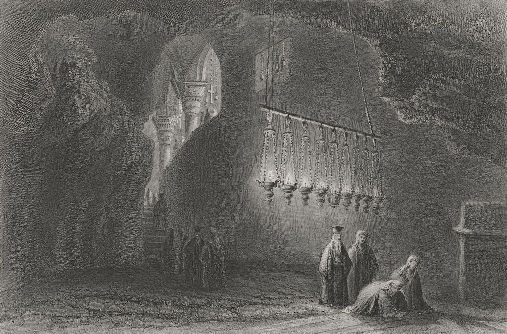 ISRAEL. Cavern where Holy Cross was found-Bartlett 1847 old antique print